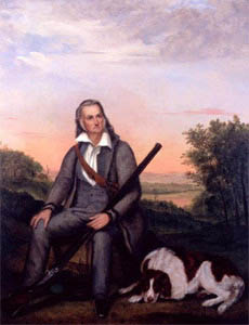 John J Audubon and his dog Plato, a Newfoundland